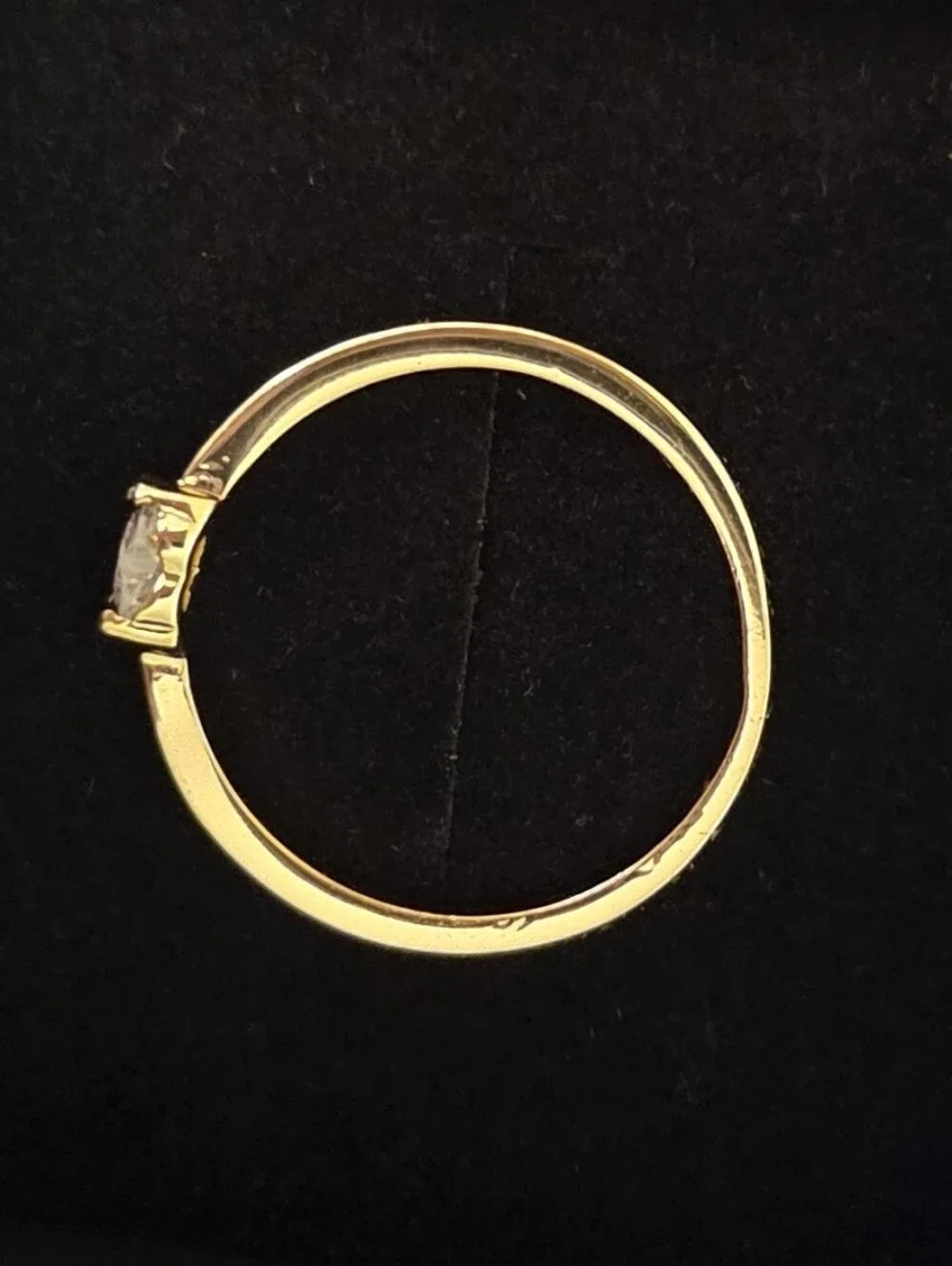 Gold Tone Heart Solitaire Ring with Tension Set CZ Size 6 NIB